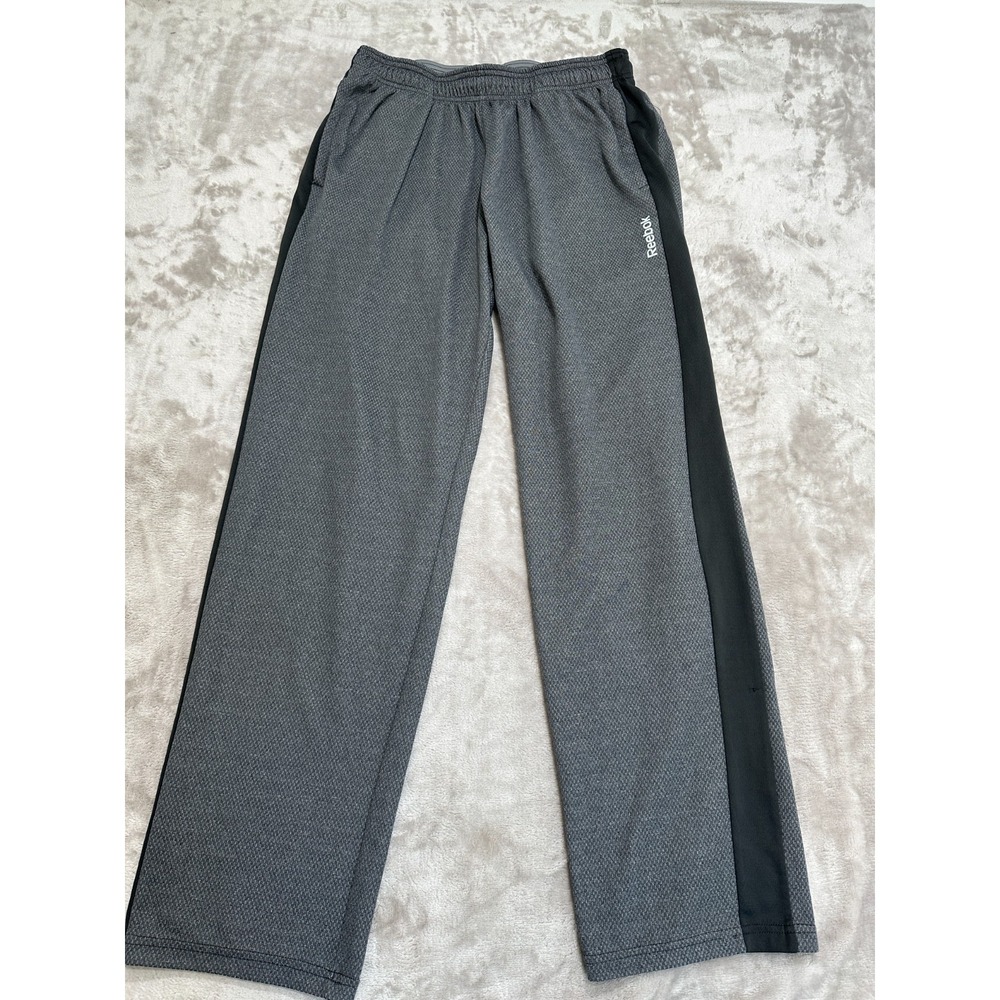 Reebok Speedwick SweatPants Mens M Gray Textured Fleece Drawstring Pockets EUC